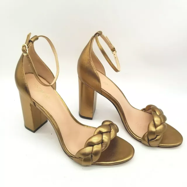 Rachel Zoe Womens Ashton  Gold  Block Heel Ankle Strap Sandals Size 9.5 M