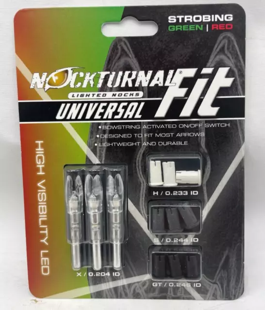Nockturnal Universal Strobing Arrow Nocks Hi-Viz LED Green/Red (3 Pack) - NT-300