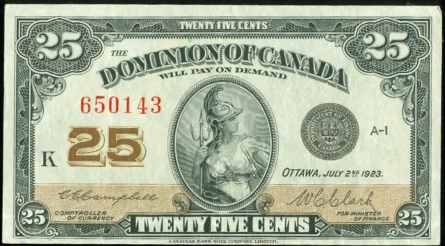 1923. Canada. 25 Cents “Shinplaster.” Paper Money. Dominion of Canada. George V.