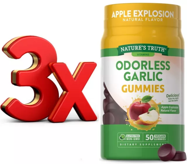 ODORLESS GARLIC AJO SIN OLOR 3x50 Gummies vegan 500mcg envio Gratis SUPER PRECIO