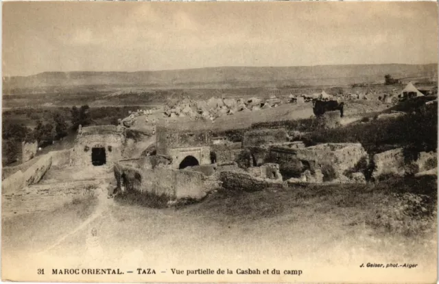 CPA AK MAROC Geiser TAZA Vue partielle de la Casbah et du camp (69170)