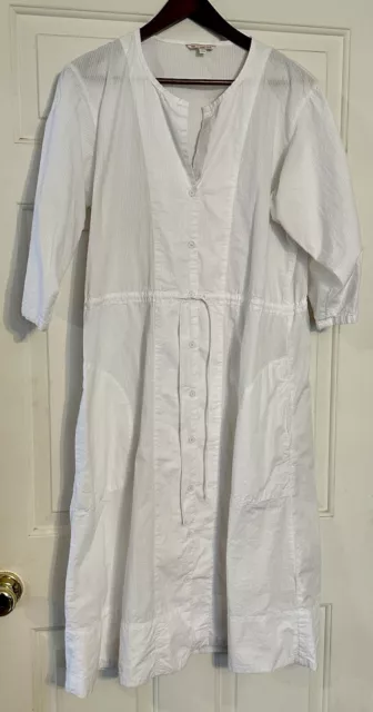 Gap Women's Midi Dress L White 100% Cotton Shirt Dress New with Waist Tie