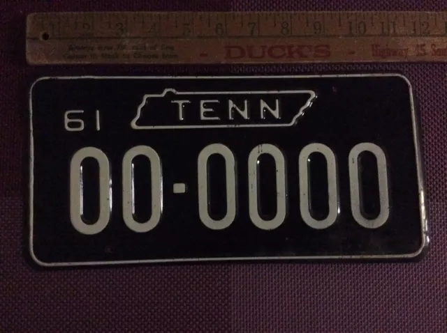 1961 Tennessee Sample License Plate # 00-0000