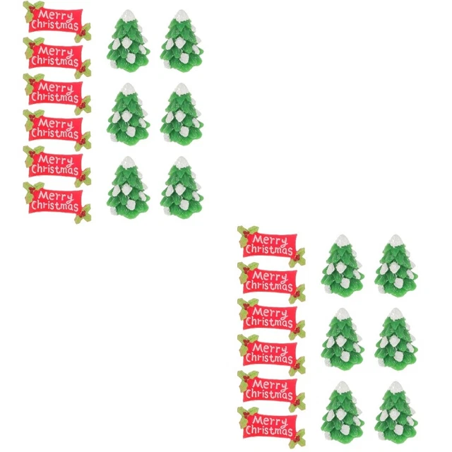24 Pcs Resin Christmas Mini Ornaments Tree Bonsai Terrarium