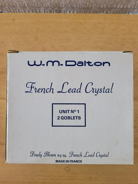 Vintage W.M. Dalton French Lead Crystal Unit No.2- 2 Goblets Glasses- New in Box
