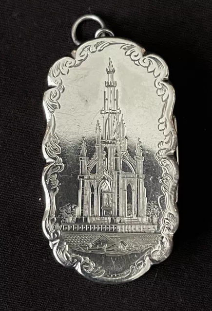 ANTIQUE VICTORIAN SOLID SILVER CASTLE TOP VINAIGRETTE.Birm 1870 Frederick Manson