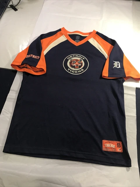 Detroit Tigers MLB Navy Blue Orange Majestic Cooperstown Jersey Shirt Large G7 Detroit Tigers MLB Navy Blue Orange Majestic Cooperstown Jersey Shirt Large G7