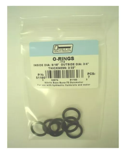 Double HH 51160 9/16 in. x 3/4 in. O-Rings, 7-Pack