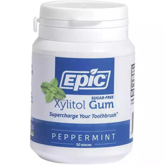 Epic Peppermint Xylitol Gum Bottle 50 Pcs