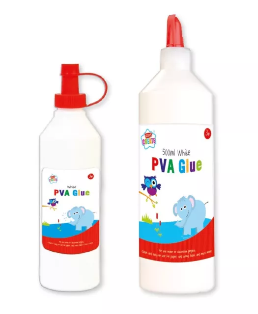 White PVA Glue Childrens Craft School Adhesive Dries Clear On Card Fabric Wood