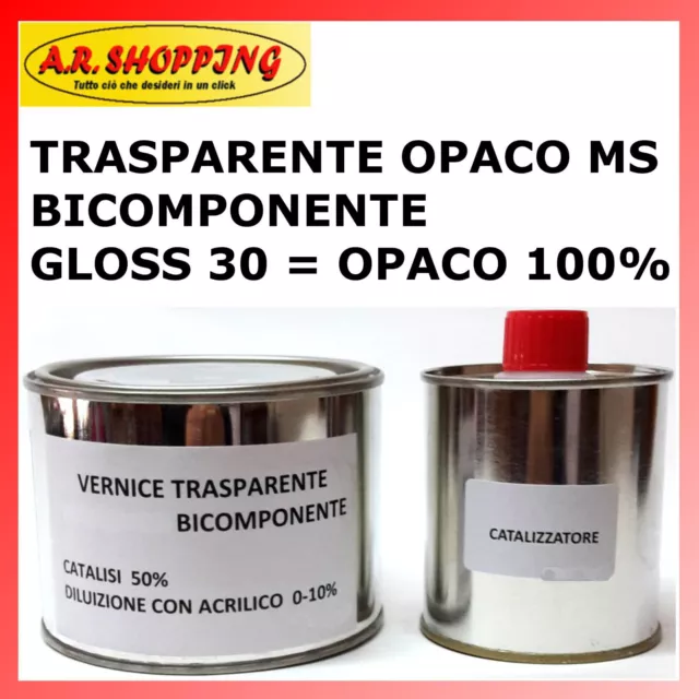 1 Litro Vernice Trasparente Opaco Ms Gloss 30 2K Per Auto E Moto Carrozzeria