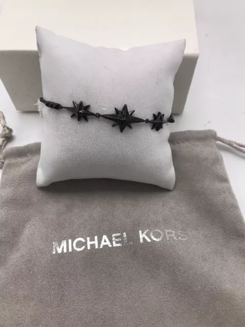 $115 Michel Kors Black Ion Plated Starburst Pave Slider Bracelet M3