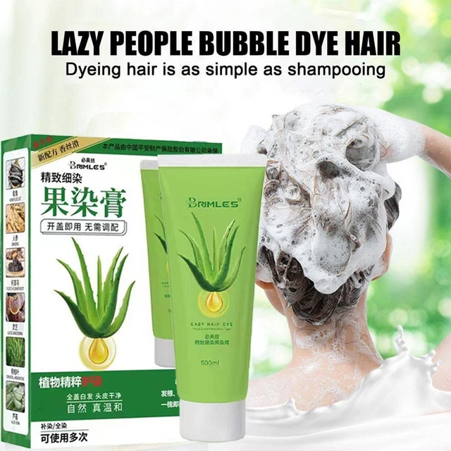 500 ml champú sin ala, hierbas gris burbuja champú tinte para el cabello nuevo J8B4