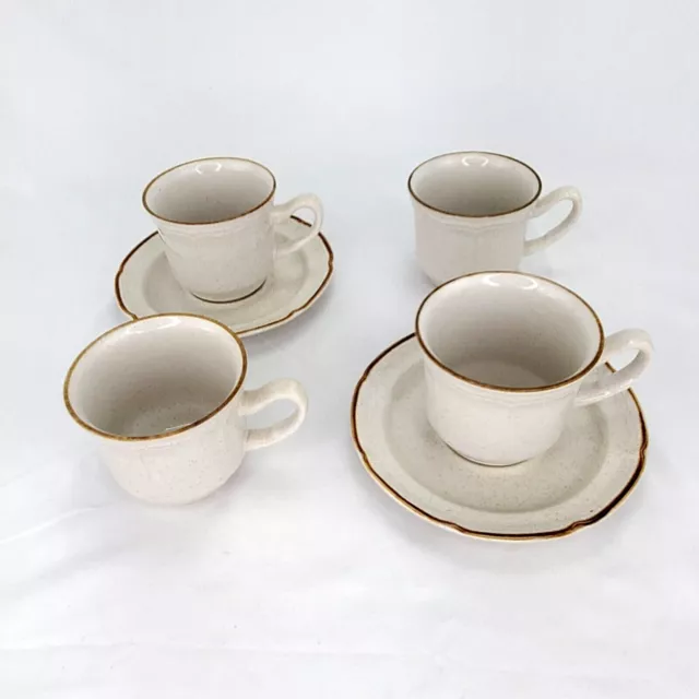 Mid-century Hearthside Stoneware BAROQUE Cups Coffee Tea SET of 4 cups 2 Saucers