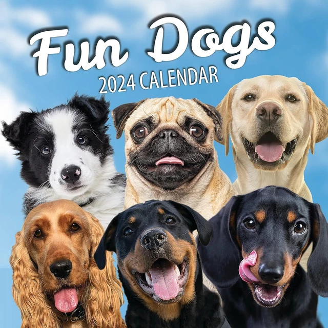 FUN DOGS WALL Calendar 2024 Large Family Planner & Daily Organizer