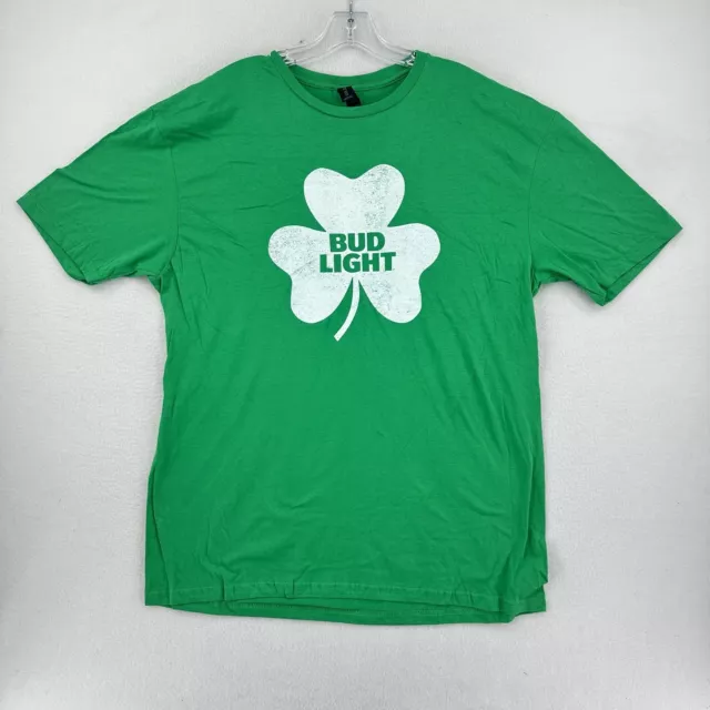 Bud Light Clover Men's T Shirt Size XL - Green - Lucky St Patricks