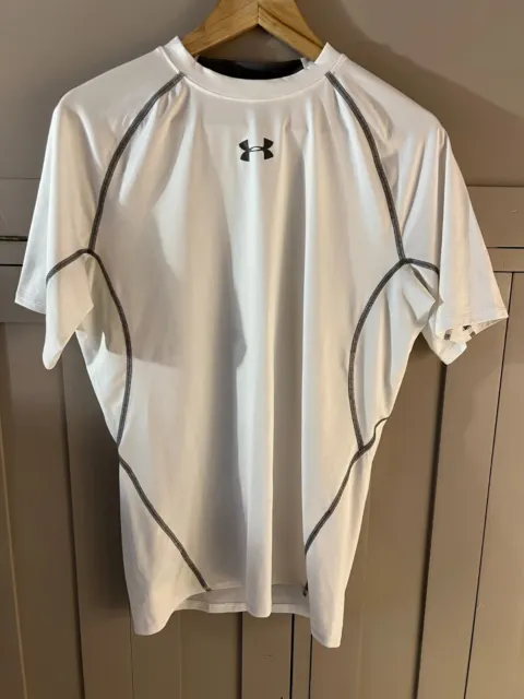 Under Armour Heatgear compression men's t shirt in white/grey - XL size