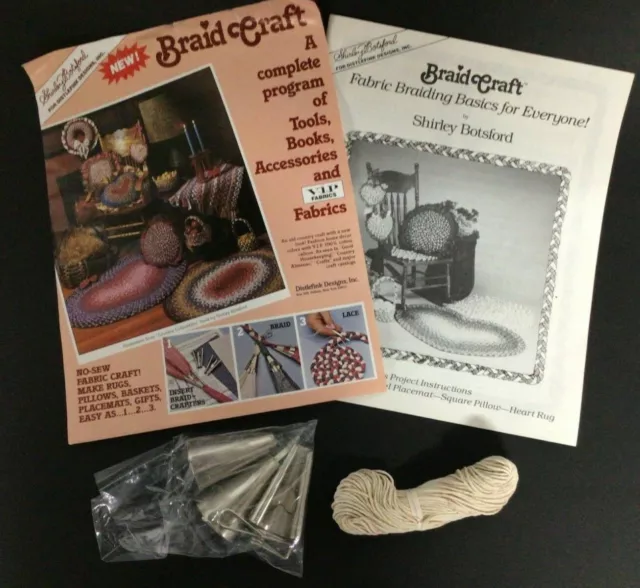NOS Vtg Shirley Botsford Braid Craft Tools Bradkin Fabric Wool Rug Making Lacing