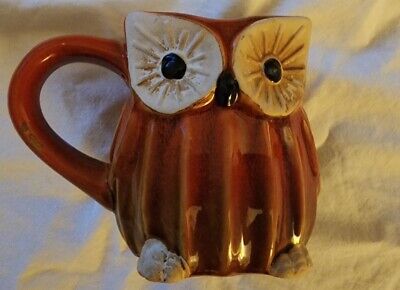 Cracker Barrel Owl Coffee Mug Cup 3D Woodland Bird Handle Fall Colors Autumn Tan
