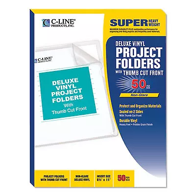 C-Line Deluxe Vinyl Project Folders, Letter Size, Clear, 50/box 62138 , INC