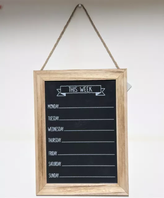 Chalk Board Week Days Meal Menu Planner Events Notes Kitchen Organiser Plaque