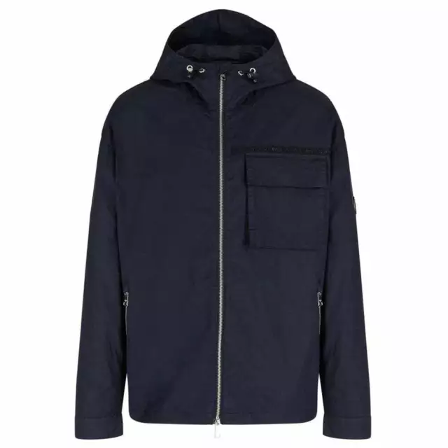 Armani exchange long down parka with faux fur deals trim in navy