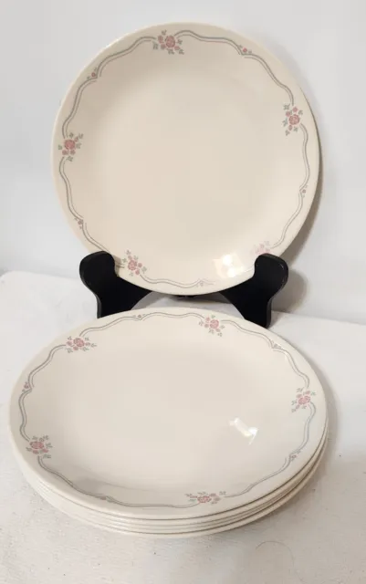 Set 6 CORELLE ENGLISH BREAKFAST 10 1/4" DINNER PLATES BEIGE PINK FLOWERS