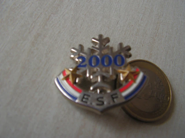 Insigne ESF 2 étoiles Vintage - Ecole De Ski Française - Métal Années 1970