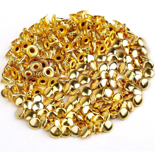 100 Pcs Rivets À Double Capuchon Métalliques Attaches En Cuir Tête Ronde