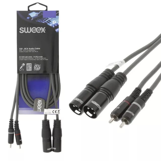Sweex 2 x maschio XLR a 2 x RCA spina phono doppio piombo cavo cavo patch segnale audio