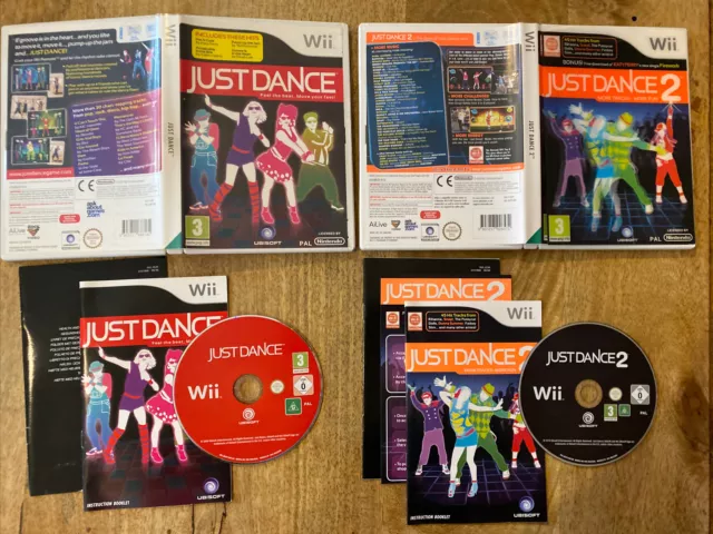 Nintendo Wii Just Dance 1 & 2 Bundle Complete w/ Manuals - VGC
