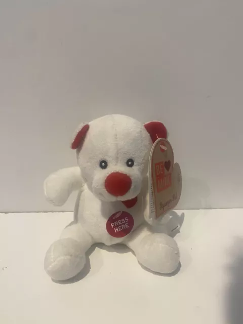 Be Mine Squeezer Pal White Bear With I Love You Voice Red Heart - With Tags