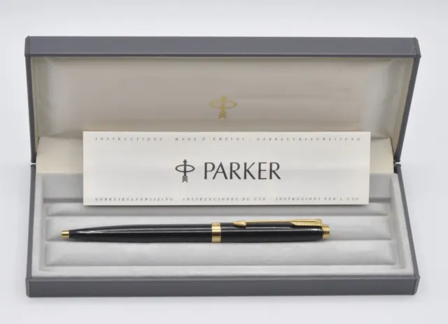 Parker 75 vintage black lacquer ballpoint pen NEW old stock in box
