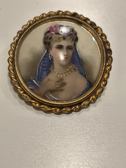 Broche Ancienne Signée G. Vergnolle Limoges - Occasion - Bijou Vintage émaillé