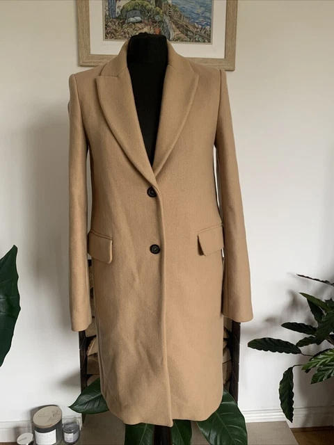 ZARA MANTECO LIGHT CAMEL WOOL BLEND OVERCOAT - Size S - Coat Jacket Biege Brown