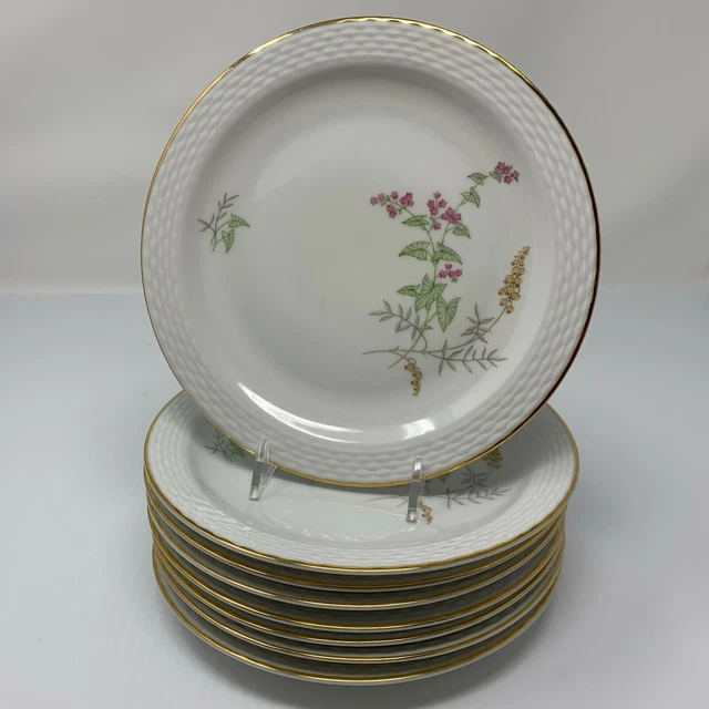 Johann Haviland Eight Plates Raymond Loewy Floral Cream Gold Edge 7.5 inch Bread