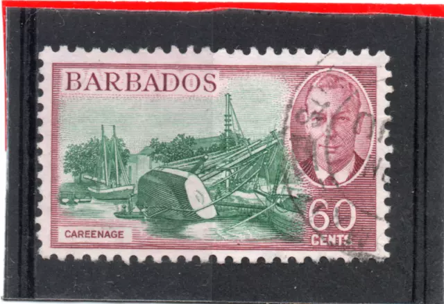 Barbados GV1 1950 60c green & claret sg 280 Used