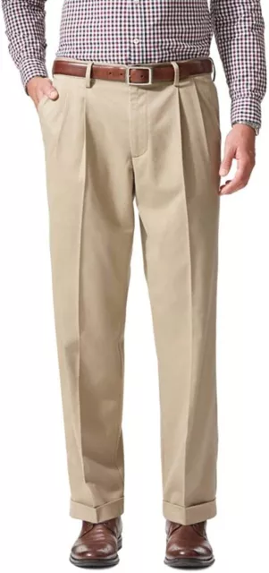 New Dockers Men's Relaxed Fit Comfort Khaki Cuffed Pleated Stretch Pants 36 x 30