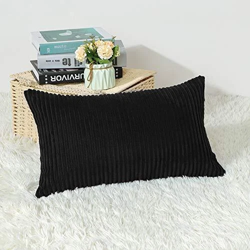Artscope Cozy Striped Corduroy Pillow Covers Super Soft Decorative Oblong Thr