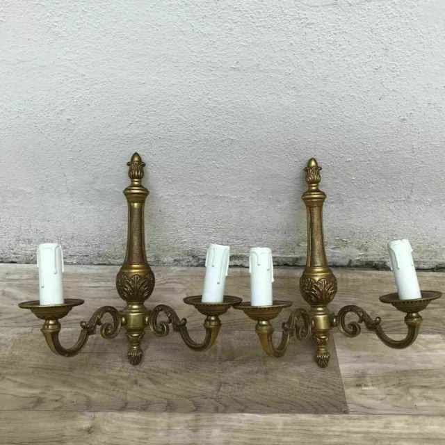 stunning vintage French bronze wall 2 lights / scones pair 1406184