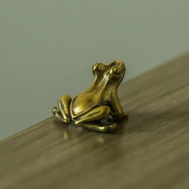 3Pcs Copper Frog Statue Brass Frog Figurines Cute Toad Tea Pet  Desktop Ornament