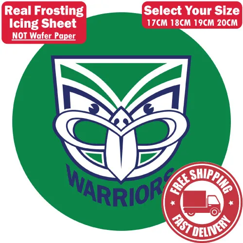 New Zealand Warriors Edible Image Cake Topper Round Frosting Icing Party