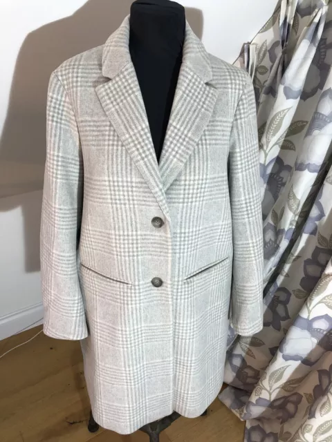 Joules costello check wool blend coat sales