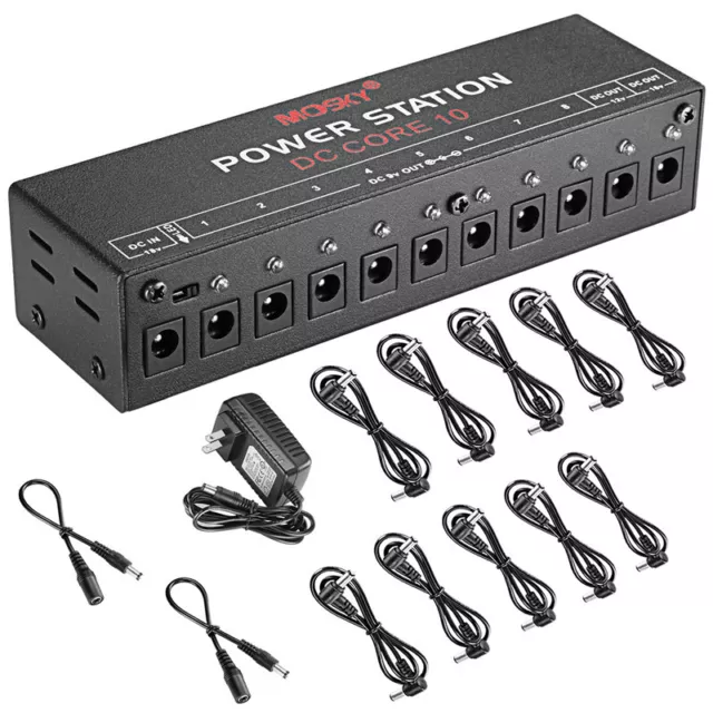 Guitar Effect Pedal Board Power Supply Station 10 Outputs 9V 12V 18V With Cables