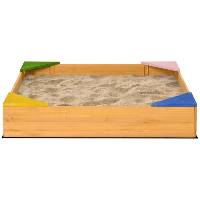 Outsunny Sabbiera per Bambini 3-8 Anni Sedili e Copertura Legno | Italy
