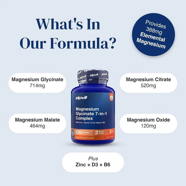 MAGNESIUM GLYCINATE 7 In 1 Complex 1800mg - 120 Capsules £15.47 ...