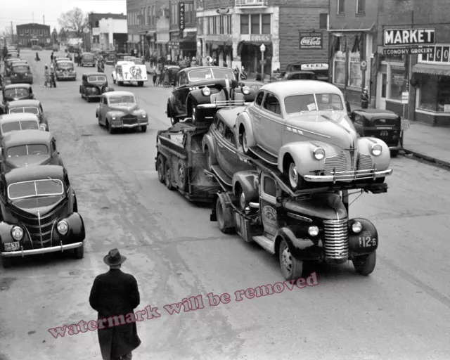 Photograph of United Car Transport Truck Eufaula, Oklahoma Year 1940 8x10