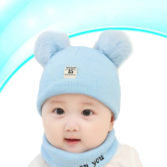 Cappelli autunno bambini orso orecchie caldo berretto di lana lavorato a maglia protezioni orecchie