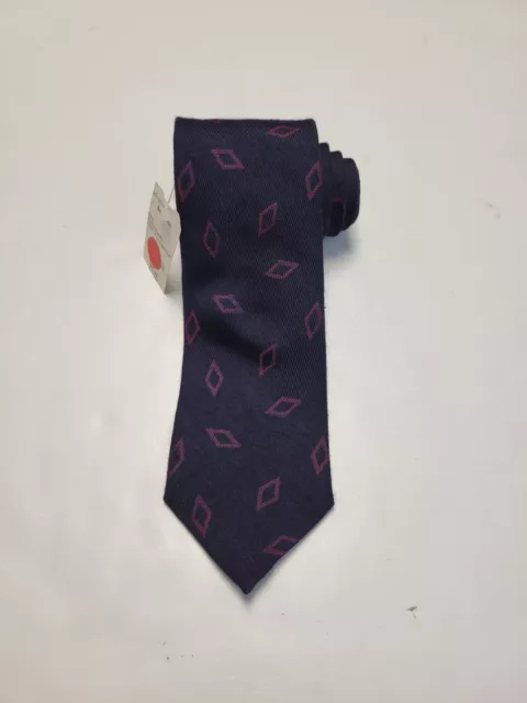 $195 New ETON Men's Tie Blue Purple Geometric SILK & WOOL Made In Italy NWT