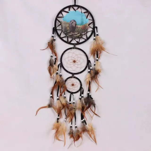 Large Dream Catcher with Feathers, Bear - UK Stock